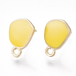 Золотистый Сплав серьги выводы, с непокрытыми штифтами, эмаль и петля, золотой свет, золотые, 13.5x9.5 мм, отверстия: 1.6 мм, штифты: 0.7 мм