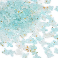 Бледно-бирюзовый Акриловые колпачки для бусин с металлическим плетением, цветок, бледные бирюзовая, 11.5x11.5x3 мм, отверстие : 1.5 мм, Около 3846 шт / 500 г