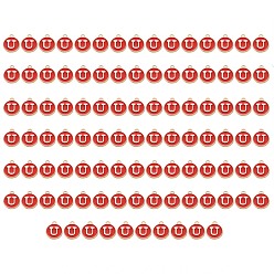 Letter U Позолоченные подвески из эмалевого сплава, эмалированные блестки, плоско-круглые, красные, letter.u, 14x12x2 мм, отверстие : 1.5 мм, 100 шт / коробка