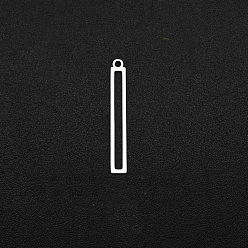 Rectangle Не тускнеет 201 подвеска из нержавеющей стали, геометрические прелести, цвет нержавеющей стали, прямоугольные, 32x4.5x1 мм