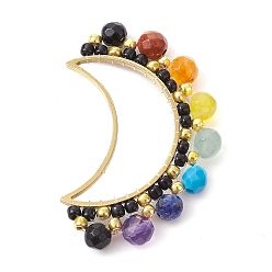 Schwarz 201 Edelstahl verbindet Ringe, mit Edelstein- und Glasperlen, Halbmond-Anschluss, Schwarz, 36.5~37x23~24.5x4.5 mm, Innendurchmesser: 24x7 mm