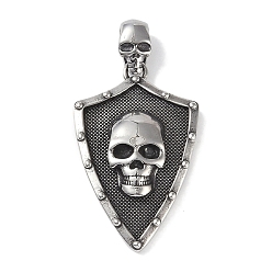 Античное Серебро Viking 316 подвески из хирургической нержавеющей стали, щит с подвеской в виде черепа, античное серебро, 39x24.5x6 мм, отверстие : 7x3.5 мм