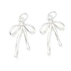 Посеребрённый Латунные микро проложить кубического циркония подвески, бантом прелести, с целью перехода в кольце, без кадмия и без свинца, стойки покрытие, долговечный, 925 серебро покрытием, 22x13x3 мм, отверстие : 3.5 мм