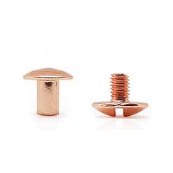 Розовое Золото Латунная заклепка, с железными винтами, для кошелька сумочка обувь кожаный ремень для одежды, розовое золото , 9.5x11 мм, 6.5x9 мм