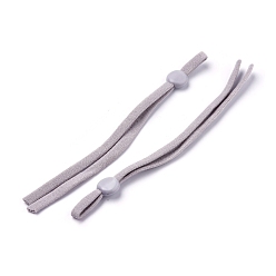 Gris Bande creuse élastique en polyester plat, pour la couverture de la bouche boucle d'oreille cordon élastique, pour l'artisanat de couture bricolage, matériau de couverture buccale jetable, grises , 118x5 mm, perle de silicone: 9.5x8x4 mm