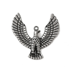 Antique Silver Tibetan Style Alloy Enamel Pendant, with Rhinestones, Eagle, Antique Silver, 48.5x47.5x5mm, Hole: 2mm