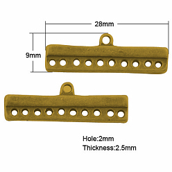 Античное Золото Коннекторы тибетского стиля, компоненты для люстры, прямоугольник / бар, без кадмия и без свинца, античное золото , 9x28x2.5 мм