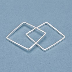 Посеребрённый Латунные соединительные колечки, долговечный, квадратный, 925 серебро покрытием, 16.5x16.5x1 мм, внутренний диаметр: 15x15 мм