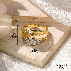 Другие Латунные кольца из манжеты с прозрачным цирконием, золотые, внутренний диаметр: регулируемый