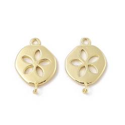 Настоящее золото 18K Подвески из латуни, без кадмия и без свинца, плоский круглый с полым цветком, реальный 18 k позолоченный, 21x15x3.5 мм, отверстие : 1.5 мм