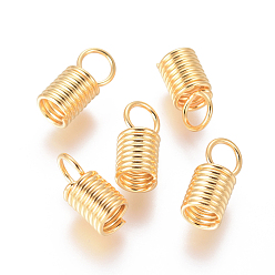 Golden 304 Stainless Steel Coil Cord Ends, Column, Golden, 11x5mm, Hole: 3.5mm, Inner Diameter: 3.5mm