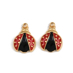 Настоящее золото 18K 304 из нержавеющей стали шармы эмали, ионное покрытие (ip), очарование божьей коровки, реальный 18 k позолоченный, 14.5x10.5x3.5 мм, отверстие : 1.5 мм