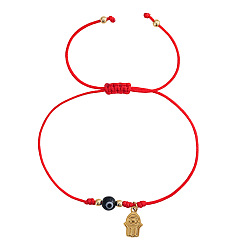 Черный Браслеты из плетеных бусин со стеклянным оберегом от сглаза, Браслеты с подвесками в виде руки хамса из нержавеющей стали, чёрные, внутренний диаметр: 11.02 дюйм (28 см)