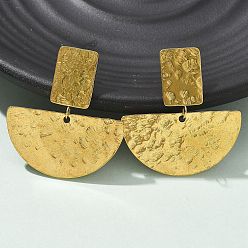 Half Round 304 серьги-гвоздики из нержавеющей стали для женщин, ионное покрытие (ip), реальный 14 k позолоченный, полукруглый, 40x36 мм