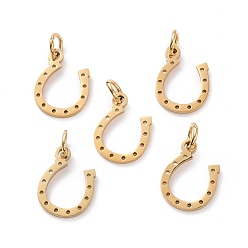 Golden 304 Stainless Steel Charms, Horseshoe, Golden, 13x10x1mm, Hole: 3mm