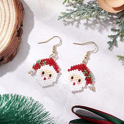 Santa Claus 304 серьги-подвески из нержавеющей стали и стекла с рождественской тематикой, золотые, Дед Мороз, 45x25 мм