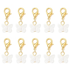 Золотой Подвесные украшения из акриловой бабочки, Сплав с застежками когтя омара, золотые, 33 мм