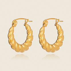 Настоящее золото 18K Винтажные полые серьги-кольца из нержавеющей стали 304, реальный 18 k позолоченный, 18.9x18.3 мм