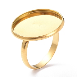 Настоящее золото 18K Ионное покрытие (ip) 304 компоненты колец из нержавеющей стали, латунная фурнитура платформы для кольца, плоско-круглые, реальный 18 k позолоченный, лоток : 20 мм, 3 мм, размер США 7 3/4 (17.9 мм)