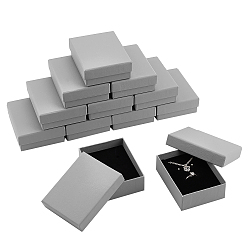 Серый Картонная коробка, крышка с защелкой, с губчатым ковриком, коробка ювелирных изделий, прямоугольные, серые, 9.1x7x3.2 см