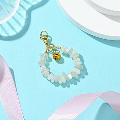 White Moonstone Подвеска из натурального белого лунного камня, с 304 карабинами из нержавеющей стали и латунным колокольчиком, 57 мм