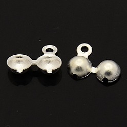 Серебро Латунной шариковой советы, Калотте заканчивается, крышка раскладушки, серебряные, 8x10.5x2.5 мм, отверстия: 1 mm, 5 mm внутреннего диаметра