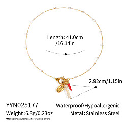 Shell Shape Европейский стиль 304 ожерелья с подвесками из нержавеющей стали, реальный 18 k позолоченный, формы раковины, 16.14 дюйм (41 см)