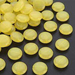 Gelb Nachahmung Gelee Acrylperlen, Flachrund, Gelb, 12x5 mm, Bohrung: 1.4 mm, ca. 1110 Stk. / 500 g