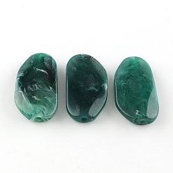 чирок Акриловые бусины, imitatin нефрита стиль, зелено-синие, 45x24x9 мм, Отверстие : 2.5 мм , около 65 шт / 500 г