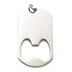 Нержавеющая Сталь Цвет 304 из нержавеющей стали большие кулоны, с целью перехода в кольце, прямоугольный шарм, цвет нержавеющей стали, 55x30x1.5 мм, отверстие : 5 мм