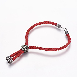 Черный Цвет Металла Изготовление браслета нейлонового шнура, с латунной фурнитурой , долговечный, без кадмия, без никеля и без свинца, древо жизни, красные, металлический черный , 8-5/8 дюйм ~ 9-1/2 дюйм (220~240 мм), 3 мм, отверстие : 2.5 мм