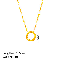 Золотой 304 ожерелья из нержавеющей стали с витыми кольцами для женщин, золотые, 15.75 дюйм (40 см)