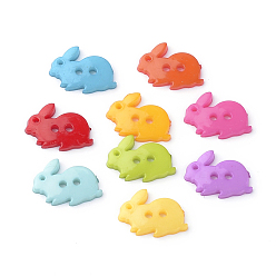 (52) Непрозрачная лаванда 2 пуговица матовая сплошная цветная зайчик акриловая, кролик, разноцветные, 17.5x13.5x2 мм, отверстие : 2 мм