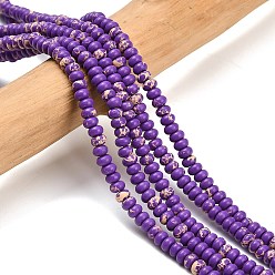 Фиолетовый Синтетические имперские нитки из бисера яшмы, окрашенные, рондель, фиолетовые, 4x1.5 мм, отверстие : 0.7 мм, около 155 шт / нитка, 14.96'' (38 см)
