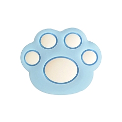 Sky Blue Bear Paw Food Grade Eco-Friendly Silicone Focal Beads, Chewing Beads For Teethers, Sky Blue, 28.5mm