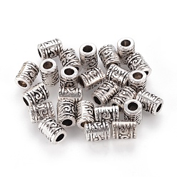 Античное Серебро Сплавочные овальные бусины тибетского стиля , без кадмия, без никеля и без свинца, колонка, античное серебро, 9x7 мм, отверстие : 3.5 мм