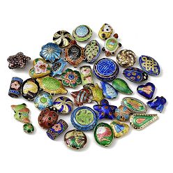 Mixed Shapes Бусины ручной работы перегородчатой, разнообразные, золотые, разнообразные, 7.5~24x7.5~19x5~14 мм, отверстие : 0.9~2.5 мм