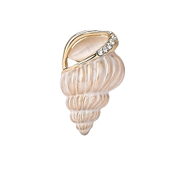 Морская Ракушка Булавка с эмалью в виде раковины, Брошь из сплава со стразами для рюкзака, цвет морской раковины, 35x21 мм