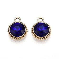 Полуночно-синий K 5 стеклянные подвески, плоско-круглые, граненые, со сплавочной фурнитурой, золотой свет, темно-синий, 17~17.7x14x5.2~6 мм, отверстие : 2 мм