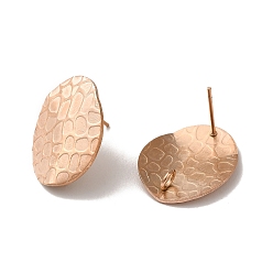 Розовое Золото Ионное покрытие (ip) 304 детали серег из нержавеющей стали, с вертикальной петлей, текстурированный овал, розовое золото , 20x16 мм, отверстие : 2.5 мм, штифты : 0.7 мм