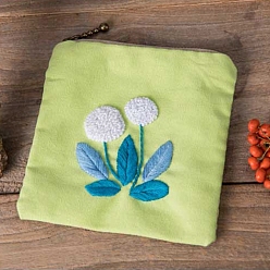 Цветок Наборы для вышивания кошелька для монет для начинающих, наборы для вышивки мешочка для монет своими руками, Набор для рукоделия «Кошелек для мелочи» ручной работы с инструкцией и застежкой-молнией, цветок, 120 мм