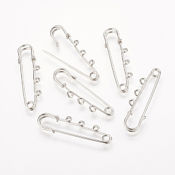 Платина Железная фурниутра для броши, хороший для DIY брошь делает, килт иглы, платина, 52x15 мм, отверстие : 2~4 мм, штифты : 0.5 мм