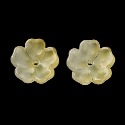 Светло-желтый Колпачок из окрашенных и нагретых стеклянных бусин с градиентным цветом, 5-лепестков цветка, с блеском порошок, светло-желтый, 13x14x5 мм, отверстие : 1.6 мм