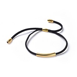 Schwarz Verstellbare Armbänder aus Veloursleder, mit Messingreisperlen und 304 Edelstahlrohrperlen, golden, Schwarz, 5-1/2 Zoll (14cm)~5-3/4 Zoll (14.5cm), 3 mm