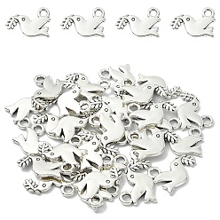 Античное Серебро 30 шт. Подвески из сплава в тибетском стиле, голубь с веткой, античное серебро, 13x16 мм