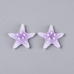 Средняя Орхидея Прозрачная смола и кабошоны с пайетками в технике декоден, морская звезда, средне орхидеи, 32~33.5x33~35.5x10~11 мм