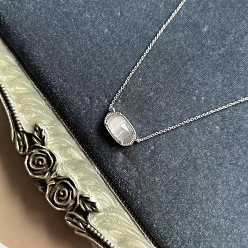 Платина Ожерелья с подвеской в виде овала с граненым латунным паве серого цвета для женщин, платина, 15.35 дюйм (39 см)