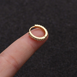 Золотой Серьги-кольца с микропаве из латуни и прозрачным кубическим цирконием для крепления на хрящ, кольцо, золотые, 10 мм