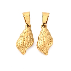 Золотой Ионное покрытие (ip) 304 подвески из нержавеющей стали, спиральная оболочка, золотые, 18.5x9.5x3.5 мм, отверстие : 4.5x5.5 мм