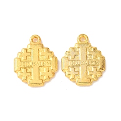 Золотой Подвески из сплава , амулеты с иерусалимским крестом, золотые, 18.5x15x2 мм, отверстие : 1.6 мм